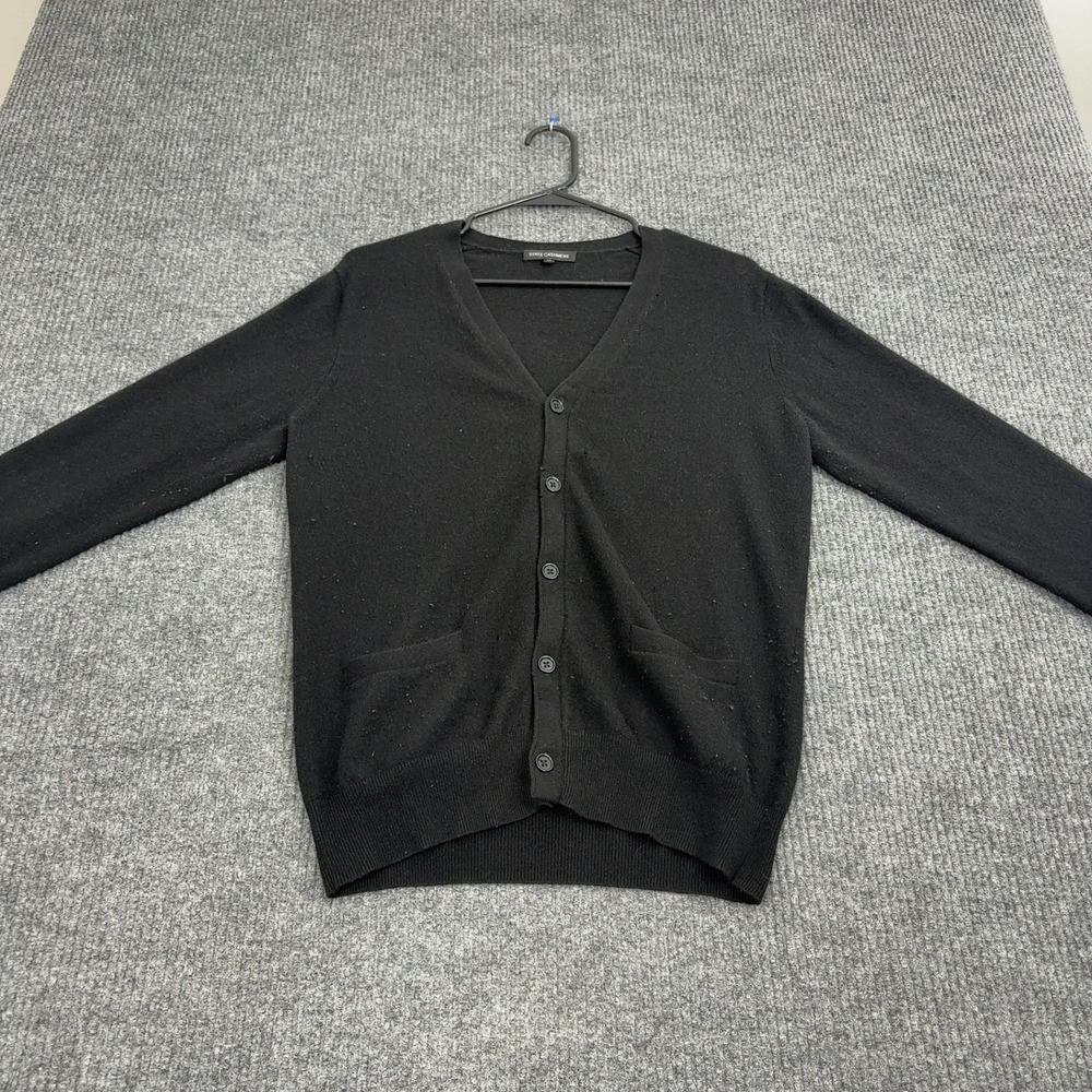 State Cashmere Cardigan Mens‎ M Black Cashmere V-Neck Button Up Classic Luxury